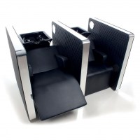 Lavacabezas Vip Lounge 2 puestos - teja negra, borde aluminio